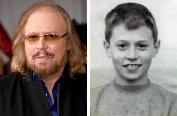 O músico dos Bee Gees, Barry Gibb, hoje aos 70 anos, e durante a infância (Foto: Getty Images/Reprodução)