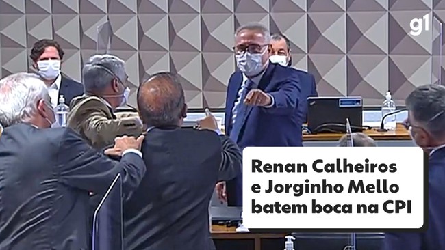 Renan Calheiros e Jorginho Mello batem boca durante sessão da CPI da Covid
