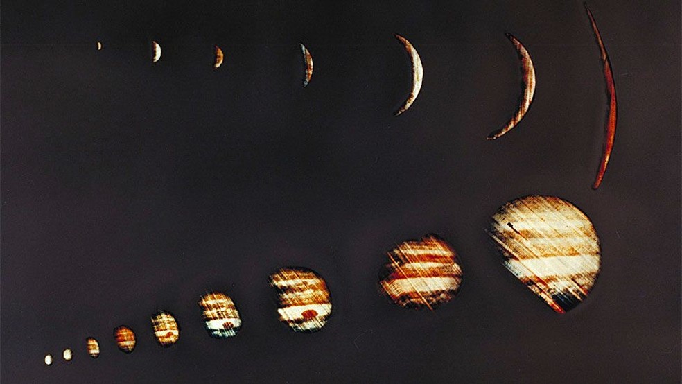 Em 4 de dezembro de 1973, a sonda Pioneer 10 da Nasa enviou imagens de Júpiter de alta resolução — Foto: Nasa/BBC
