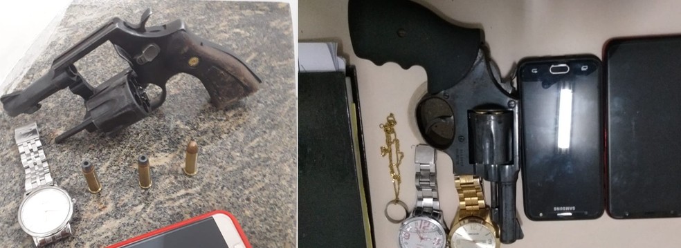 Armas apreendidas com os suspeitos  — Foto: PMRN/Divulgação