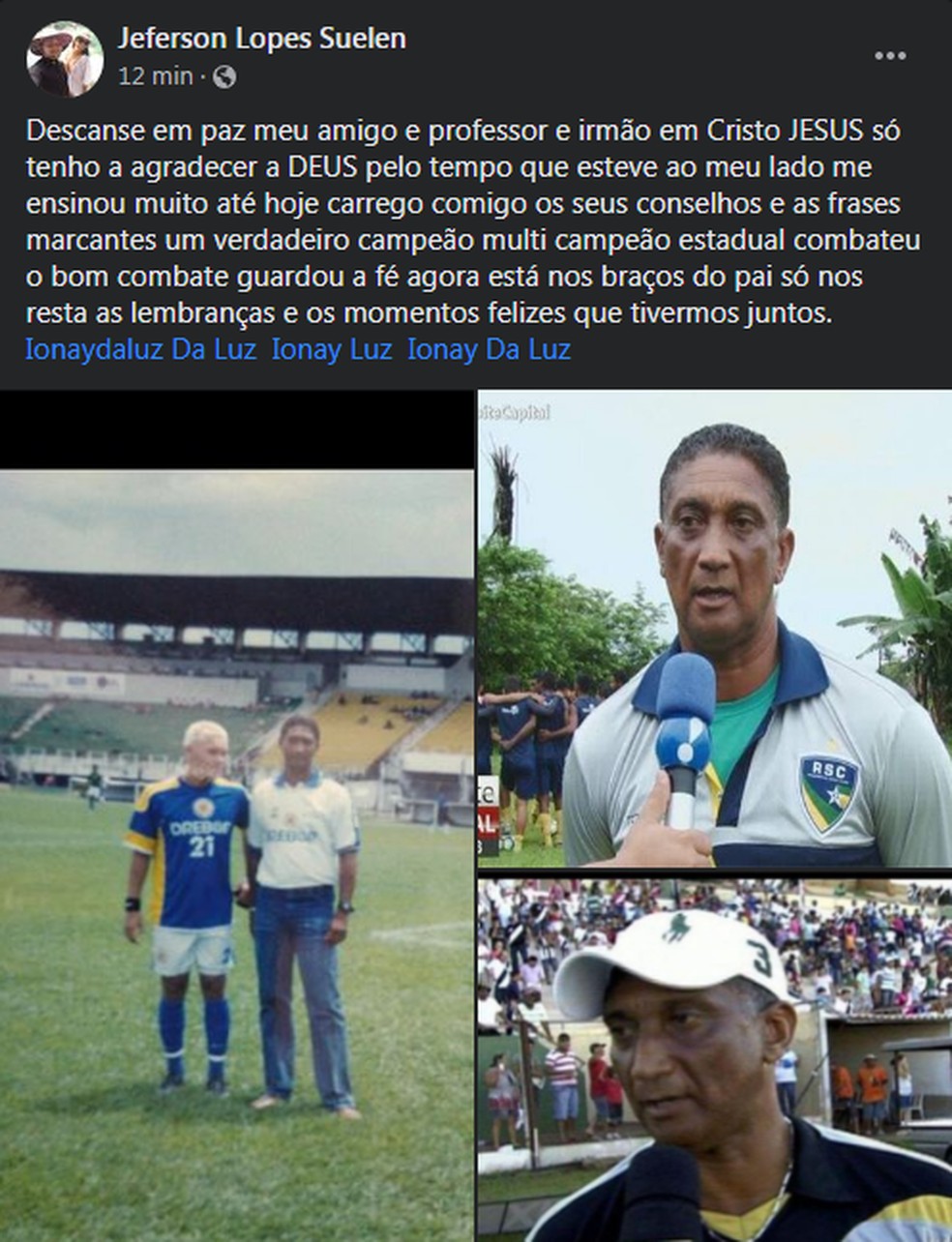 Manifestações nas redes sociais sobre a morte de Ionay da Luz — Foto: Divulgação