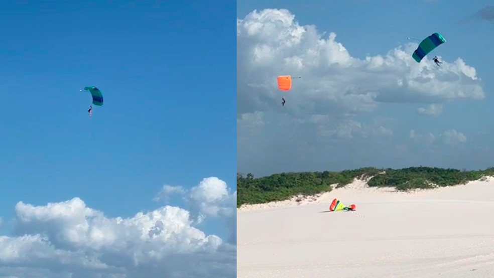 Atleta morre em acidente com paraquedas nos Lençóis Maranhenses — Foto: Reprodução