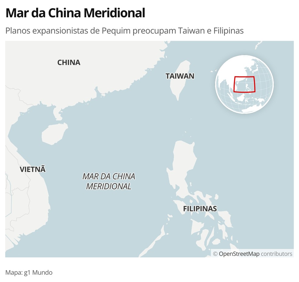 MAPA - Mar da China Meridional — Foto: g1