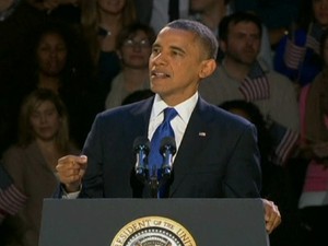 Obama diz em discurso que volta à Casa Branca mais inspirado do que nunca (Foto: Reprodução Globo News)