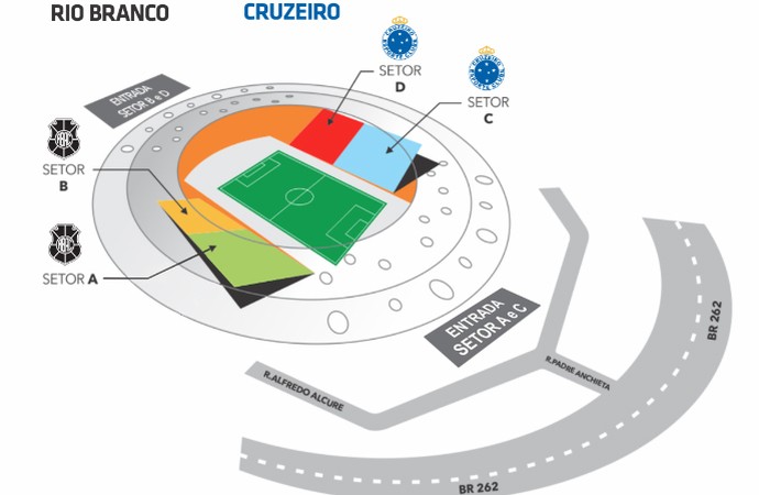 Amistoso entre Rio Branco-ES e Cruzeiro terá divisão de torcidas