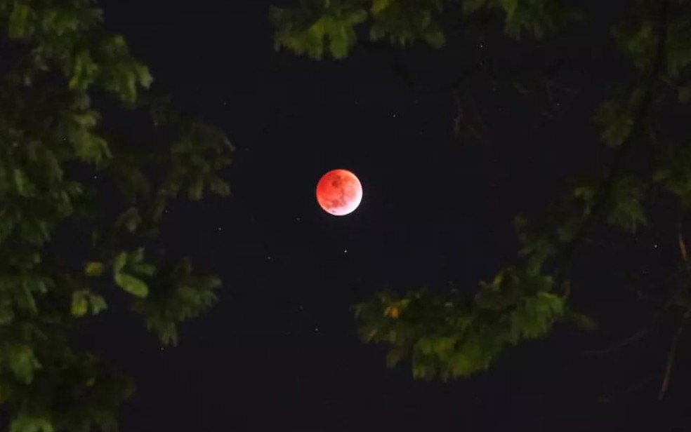 'Lua de Sangue' em eclispe — Foto: Reprodução/Pedro Cunha