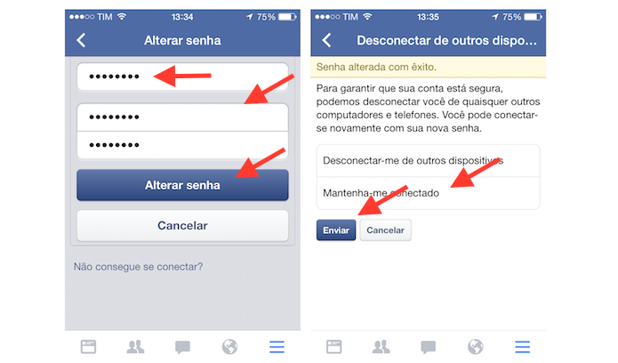 Alterando a senha do Facebook pelo iPhone (Foto: Reprodu??o/Marvin Costa)