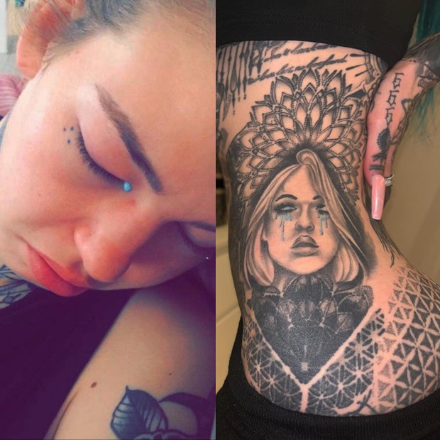 Amber Luke, a Mulher-Dragão, fala de cegueira temporária e lágrimas azuis ao tatuar os olhos (Foto: Reprodução/Instagram)