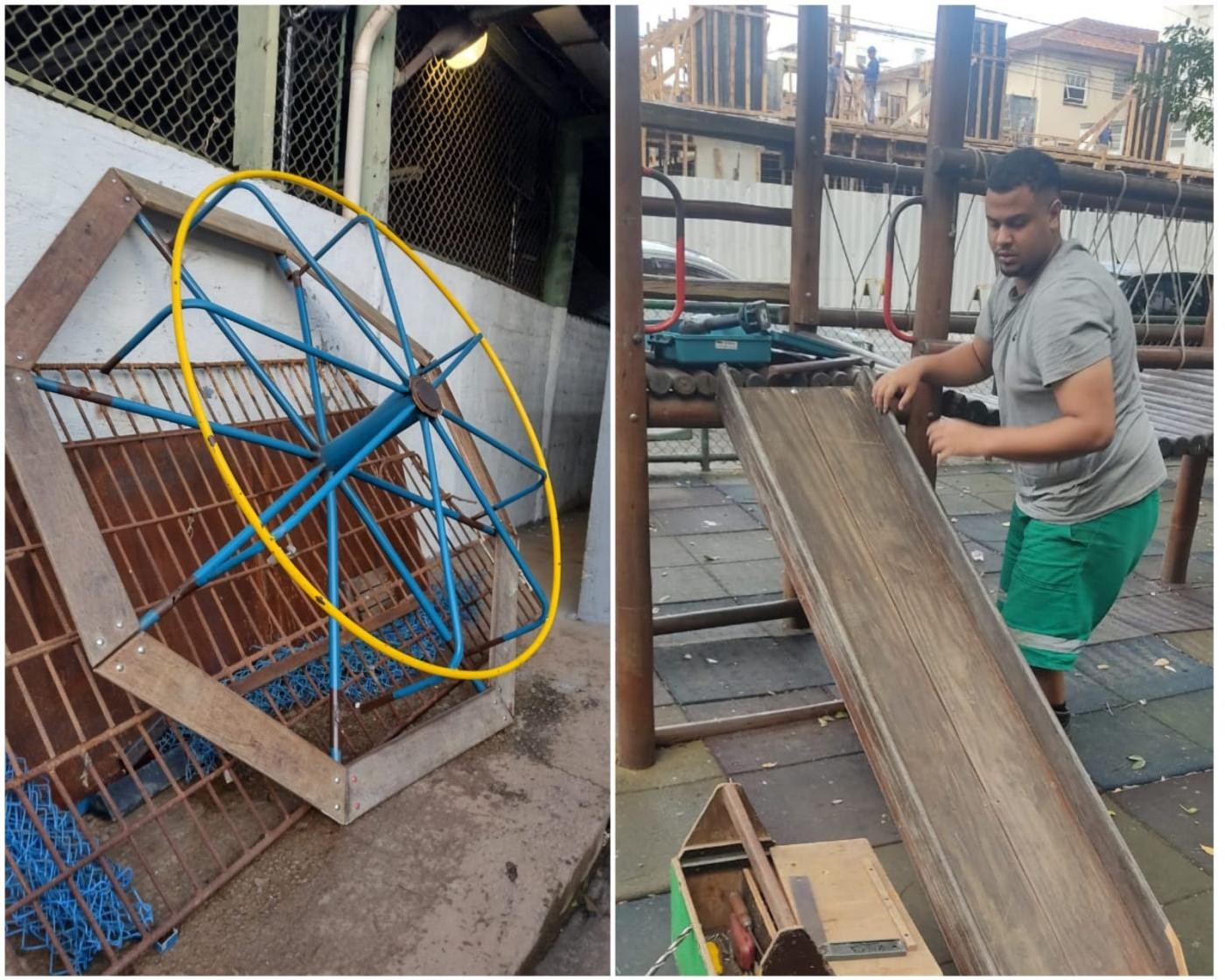Playground no Embaré, em Santos, é recuperado após atos de vandalismo