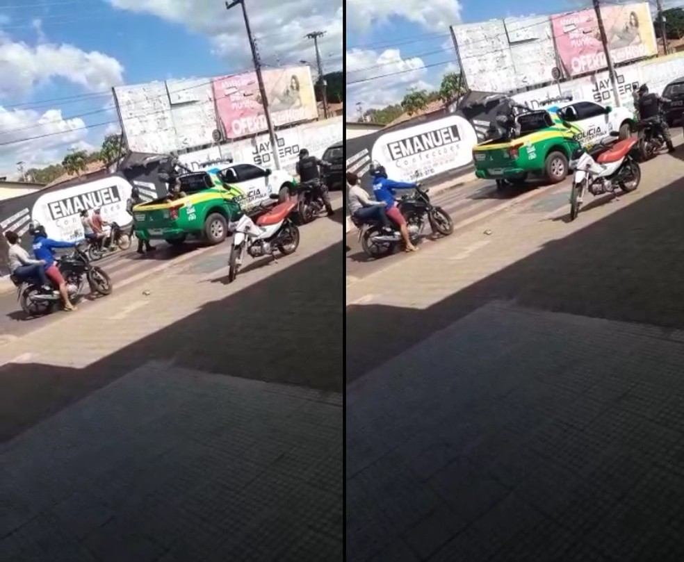 Policial militar é visto agredindo preso dentro de viatura no Piauí — Foto: Reprodução
