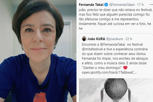 Fernanda Takai nega que era ela em encontro com fã (Foto: Reprodução/Instagram// Reprodução/Twitter)