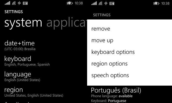 Mudando a configuração de idioma para Português no Windows Phone (Foto: Reprodução/Edivaldo Brito)