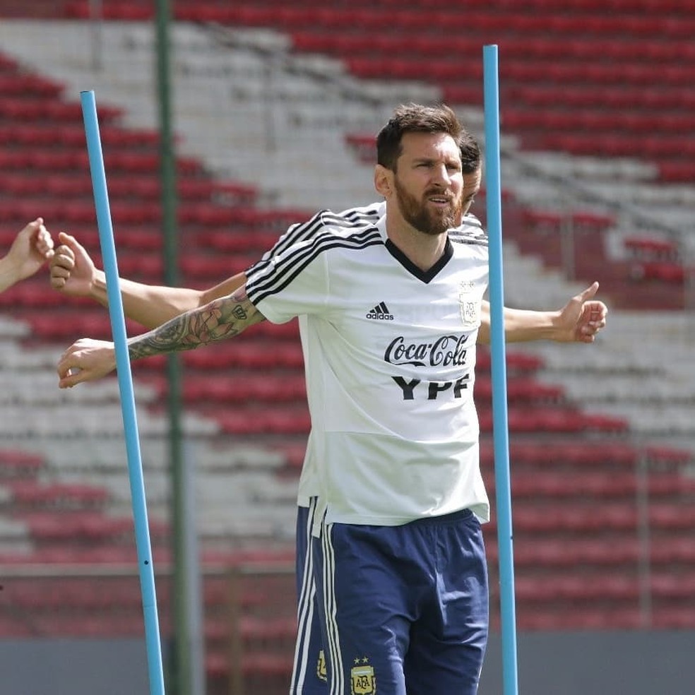 Lionel Messi, durante treino da Argentina no Independência — Foto: Divulgação