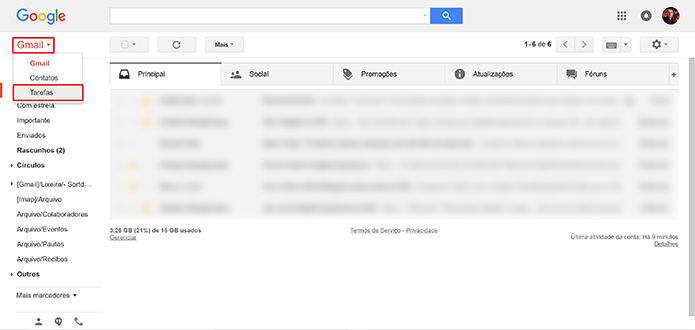 Gmail possui lista de tarefas embutidas na versão web do serviço (Foto: Reprodução/Elson de Souza)