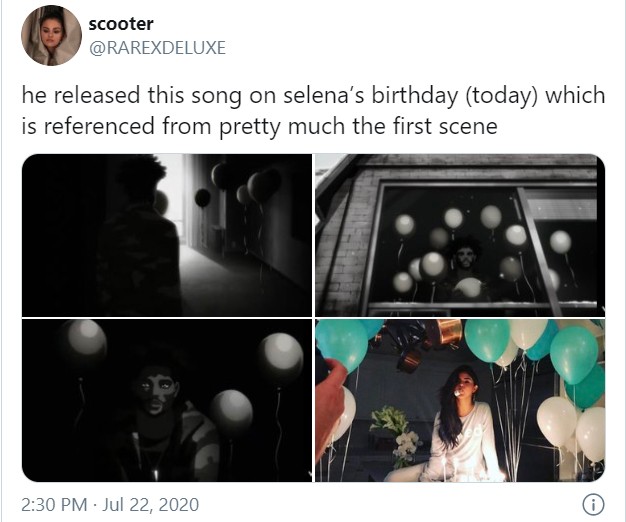 Fã defende que clipe de 'Snowchild' faz referência a Selena Gomez: "Ele lançou essa música no aniversário da Selena (hoje), o que aparece como referência na primeira cena" (Foto: Reprodução / Twitter)