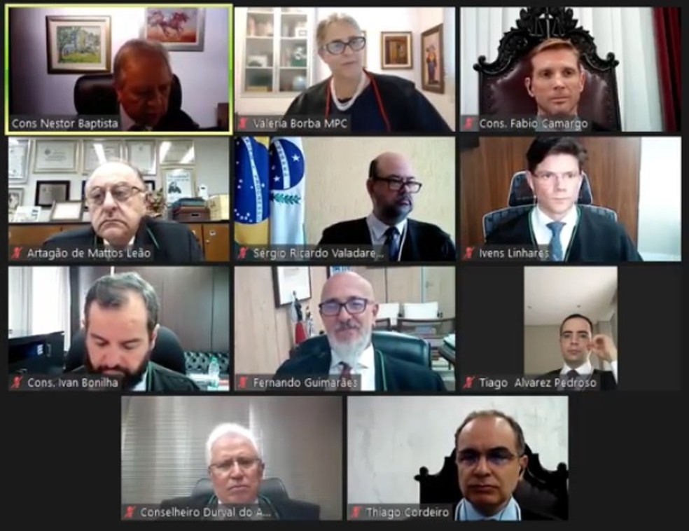 Sessão virtual do TCE-PR — Foto: Reprodução/Youtube