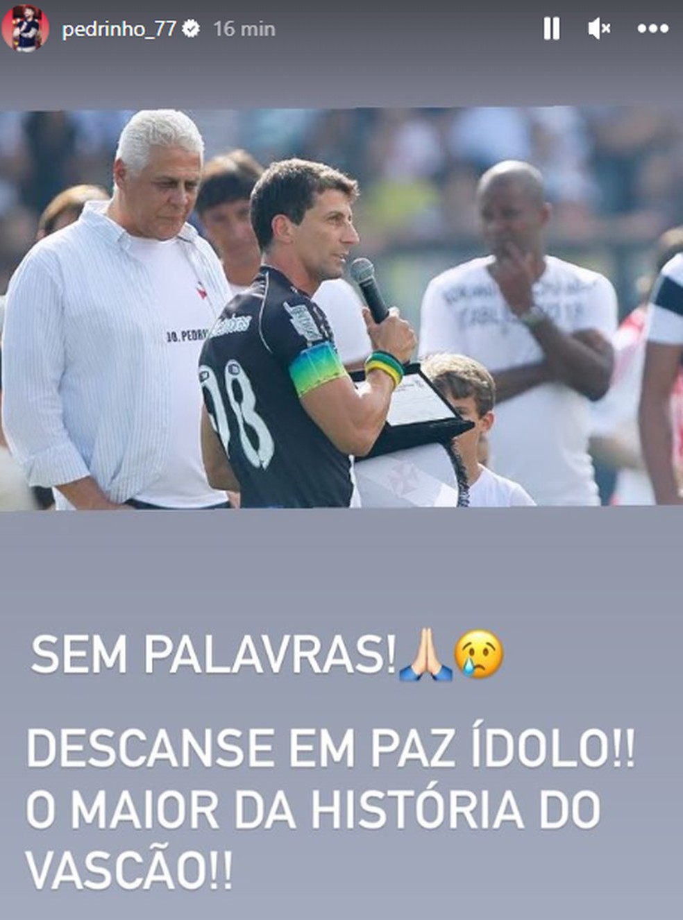 Ex-jogador do Vasco, Pedrinho comenta sobre morte de Roberto Dinamite — Foto: Reprodução