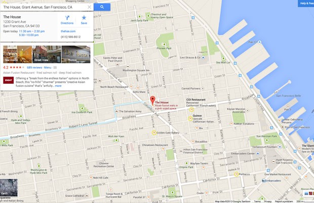 Google Maps passa a exibir fichas cadastrais dos estabelecimentos comerciais pesquisados por usuários; no mapa, apenas locais relacionados são mostrados (Foto: Divulgação/Google)
