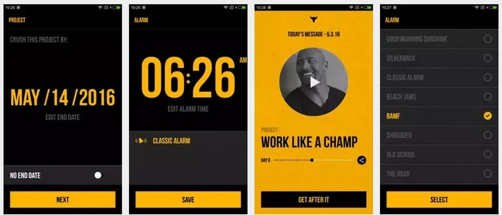 The Rock Clock é o app de desertador motivacional do The Rock — Foto: Reprodução/Up to Down