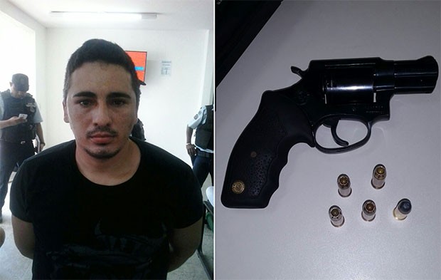 Luziano Braga Matias, mais conhecido como Preto, foi preso com um revólver calibre 38 municiado (Foto: Divulgação/Polícia Civil do Ceará)
