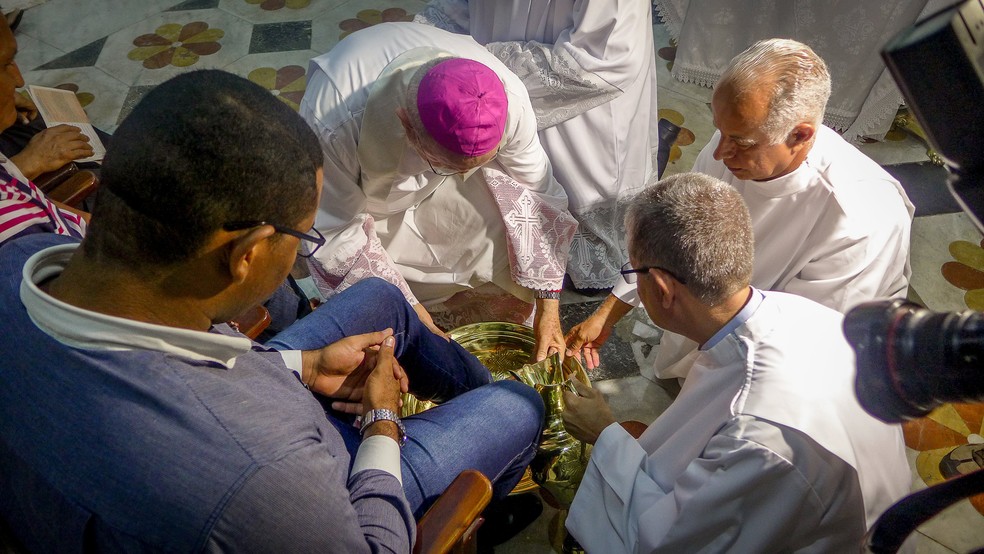 Missa do Lava Pés acontece na Quinta-feira Santa, em Maceió — Foto: Pastoral da Comunicação/Divulgação