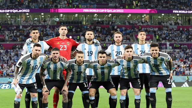 Time posado da Argentina antes do jogo contra a Austrália