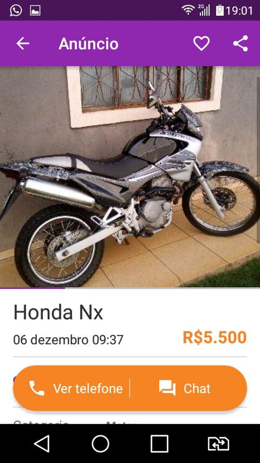 Anúncio da motocicleta ocorreu logo após furto em agência bancária (Foto: Polícia Civil/Divulgação)