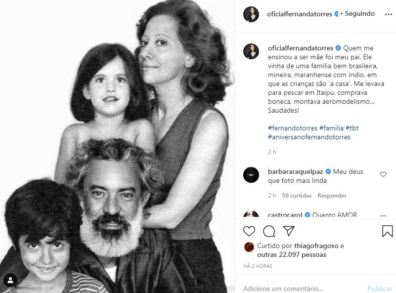 Fernanda Torres homenageia o pai, Fernando Torres (Foto: Reprodução / Instagram)