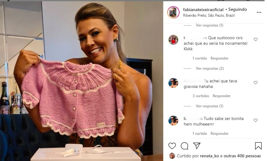 Fabiana Teixeira recebe mensagens dos seguidores desconfiados de gravidez (Foto: Reprodução/Instagram)