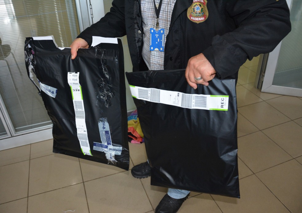 Droga conhecida como cristal estava acondcionada em sacos pretos (Foto: Divulga&ccedil;&atilde;o/PF)