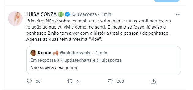 Os tweets de Luísa Sonza (Foto: Reprodução Twitter)