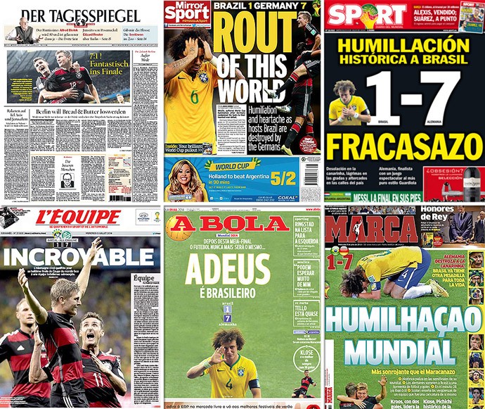 Montagem capas Jornais derrota Brasil (Foto: Reprodução)