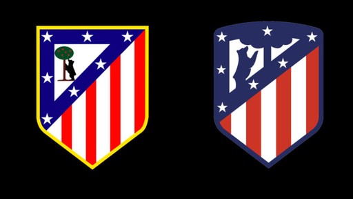 Com as faixas mais grossas e tons mais escuros, o Atlético de Madrid adotou um design mais simples para o seu emblema, lançado em 2017 (Reprodução)