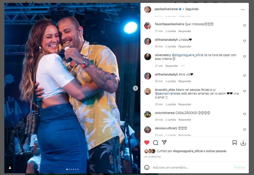 Paolla Oliveira relembra dança romântica com Diogo Nogueira (Foto: Reprodução/Instagram)
