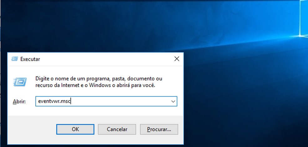 Executando o Visualizador de eventos do Windows (Foto: reprodução/Edivaldo Brito) — Foto: TechTudo