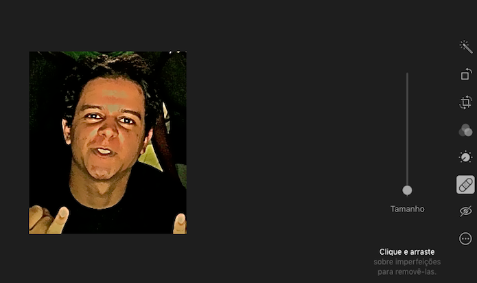 Espinha do rosto retirada com a ferramenta retoque do aplicativo Fotos do Mac (Foto: Reprodução/Marvin Costa)