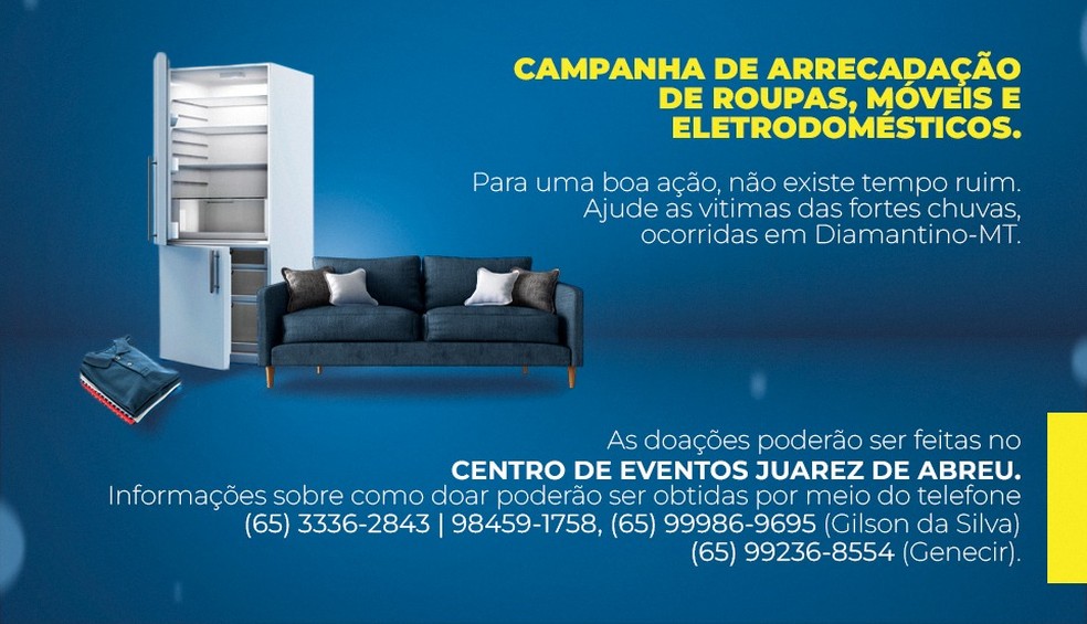 Município faz campanha de arrecadação para atender famílias que foram desabrigadas pelas chuvas — Foto: Reprodução