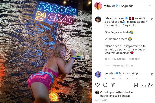 Pai de Viih Tube, Fabiano Moraes, comenta foto da filha (Foto: Reprodução/Instagram )