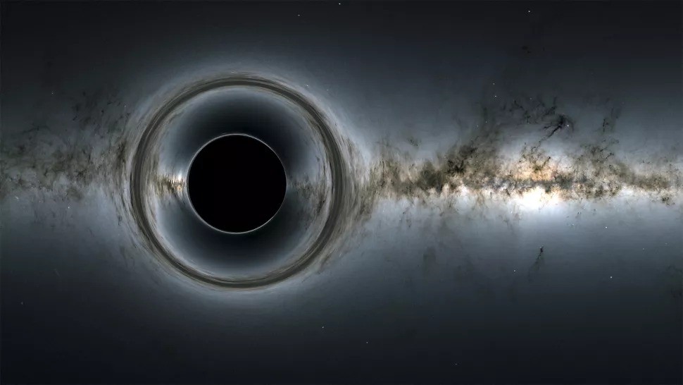 Buraco negro isolado descoberto por cientistas (Foto: NASA’s Goddard Space Flight Center; background, ESA/Gaia/DPAC))