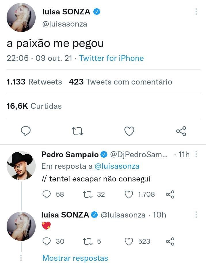 Luísa Sonza e Pedro Sampaio (Foto: Reprodução / Twitter)