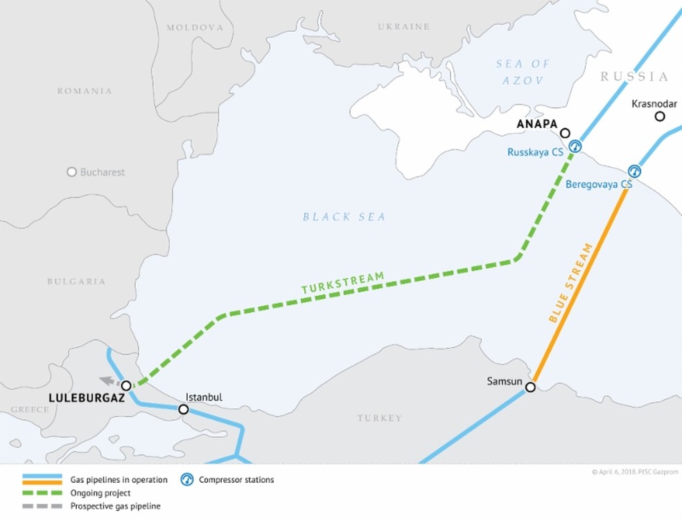 Gasoduto TurkStream (Foto: Divulgação/Gazprom)
