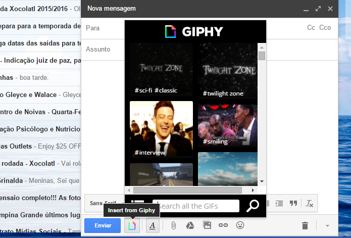 Giphy tem extensão para o Chrome que funciona no Gmail (Foto: Reprodução/Thiago Barros)