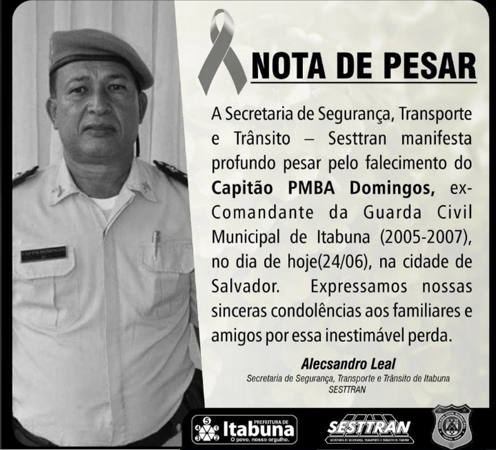 Ex-comandante da Guarda Civil de Itabuna morre de Covid-19 em hospital de Salvador — Foto: Reprodução/Redes Sociais