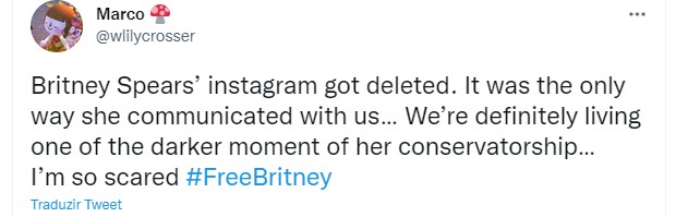 Reaão de fã ao saber que perfil de Britney Spears no Instagram foi desativado (Foto: Reprodução Twitter)