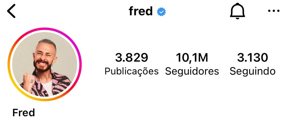 Fred com novos seguidores — Foto: Reprodução / Instagram
