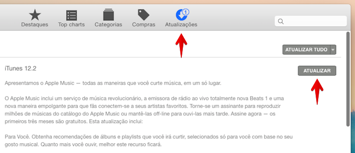 Atualizando o iTunes (Foto: Reprodu??o/Helito Bijora) 