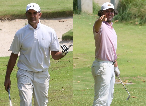 Marcos Pasquim e Rodrigo Lombardi jogam golfe no Rio de Janeiro (Foto: AgNews)