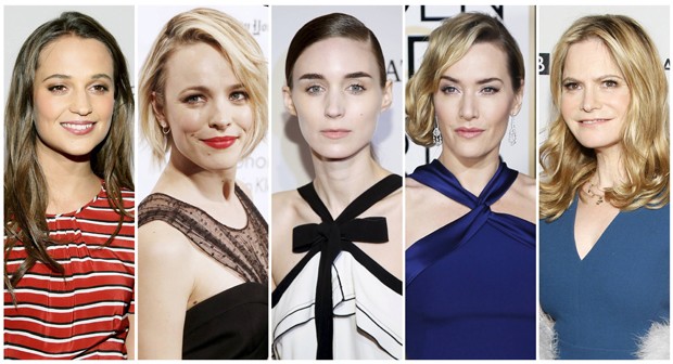 Nomeadas a melhor atriz coadjuvante do Oscar 2016: Alicia Vikander ('Ex-Machina'), Rachel McAdams ('Spotlight'), Rooney Mara ('Carol'), Kate Winslet ('Jobs') e Jennifer Jason Leigh ('Os Oito Odiados'). (Foto: Reuters)