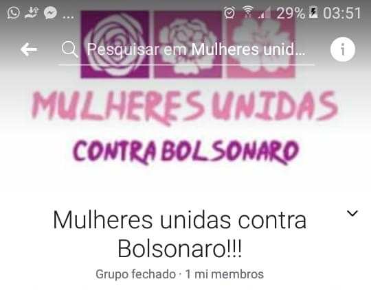 O grupo "Mulheres contra Bolsonaro" chegou a 1 milhão de participantes no Facebook