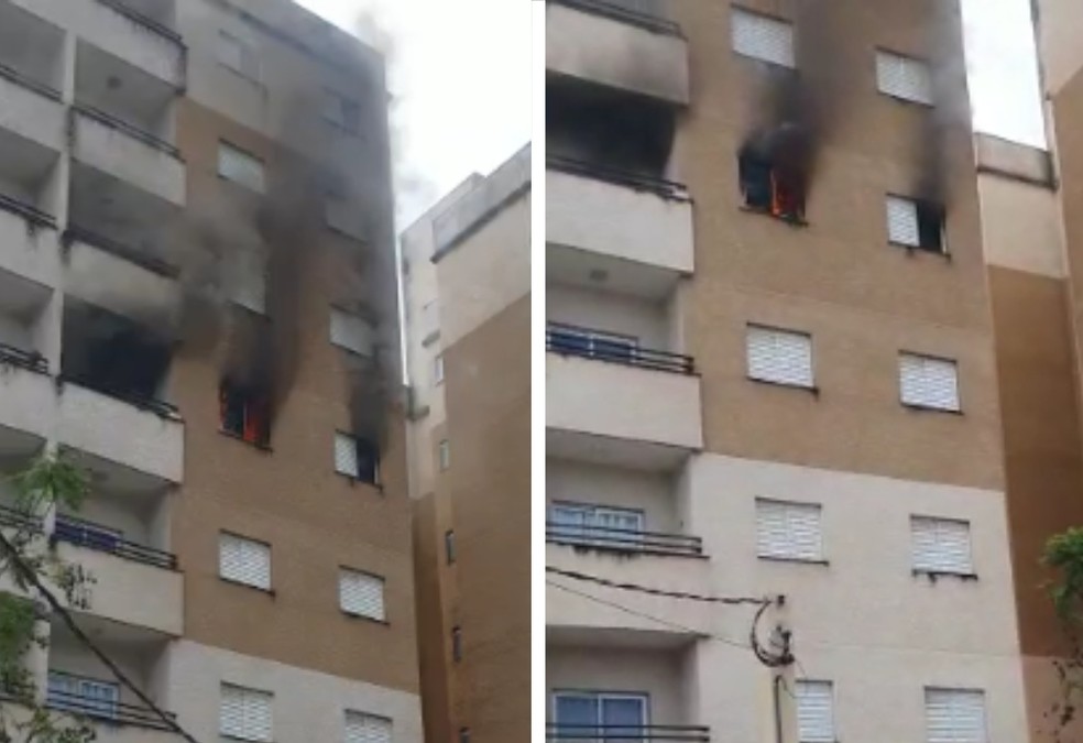 Apartamento pega fogo em Tatuí (SP) — Foto: Arquivo Pessoal